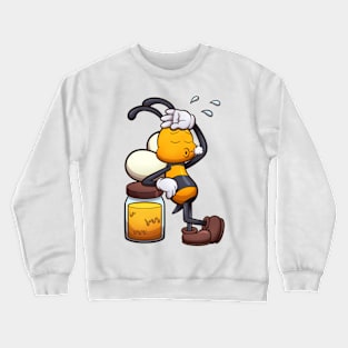 Exhausted Cartoon Bee Crewneck Sweatshirt